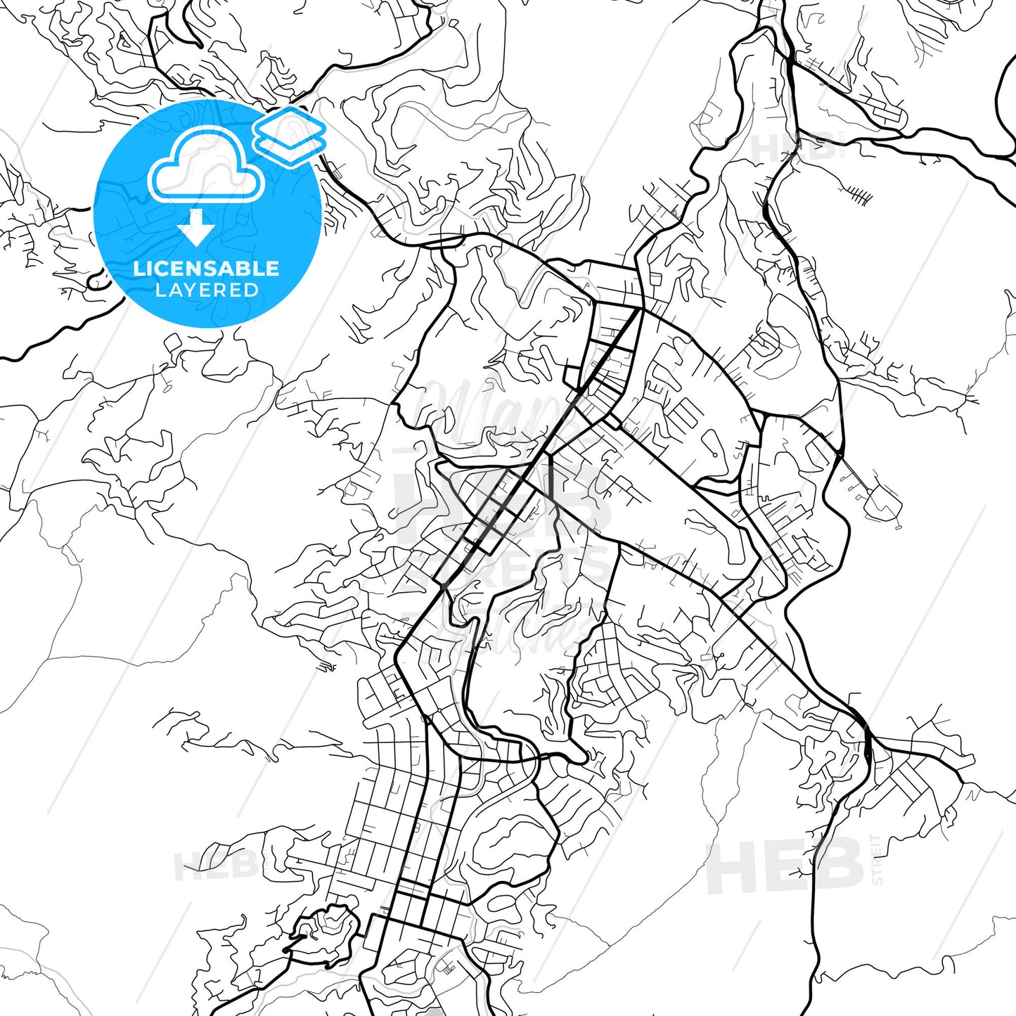 Layered PDF map of Teresopolis, Brazil