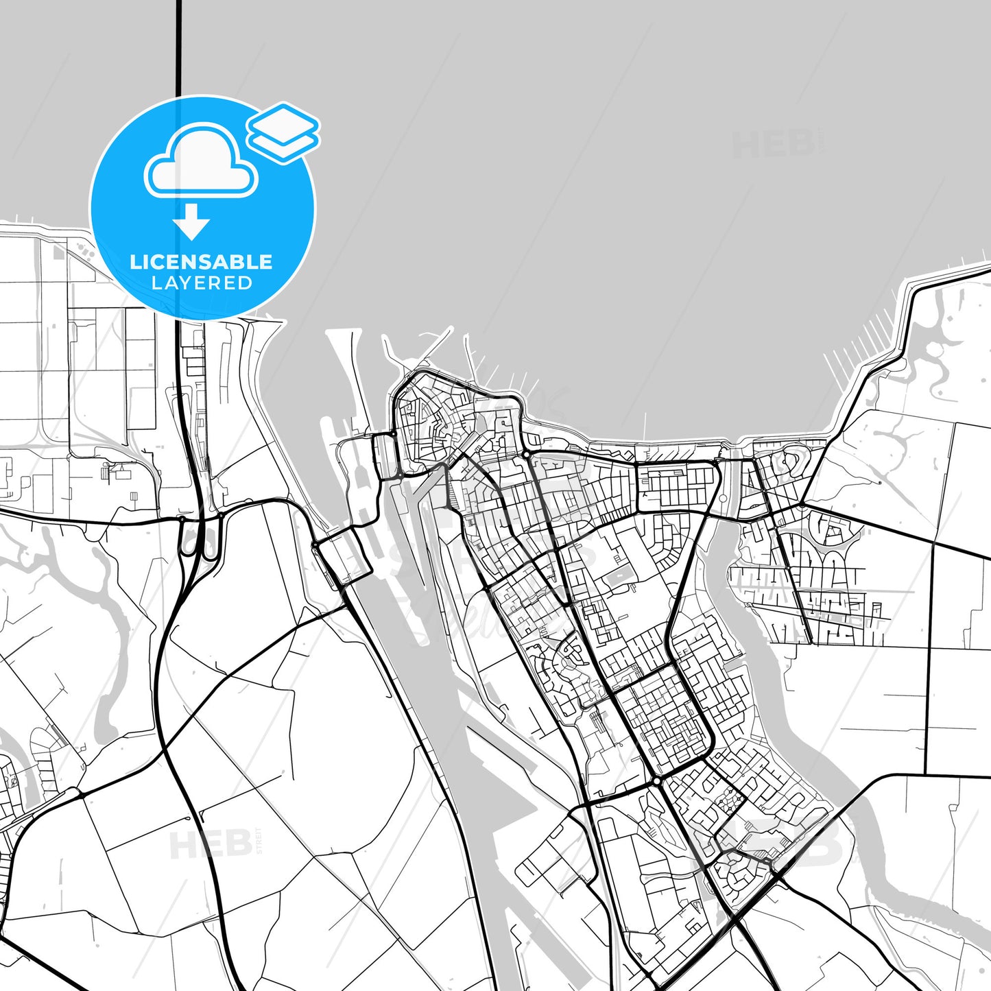 Layered PDF map of Terneuzen, Zeeland, Netherlands