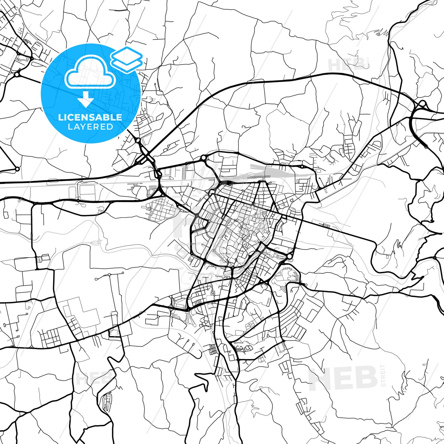 Layered PDF map of Terni, Umbria, Italy