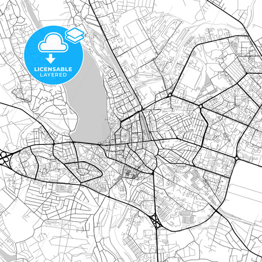 Layered PDF map of Ternopil, Ternopil Oblast, Ukraine