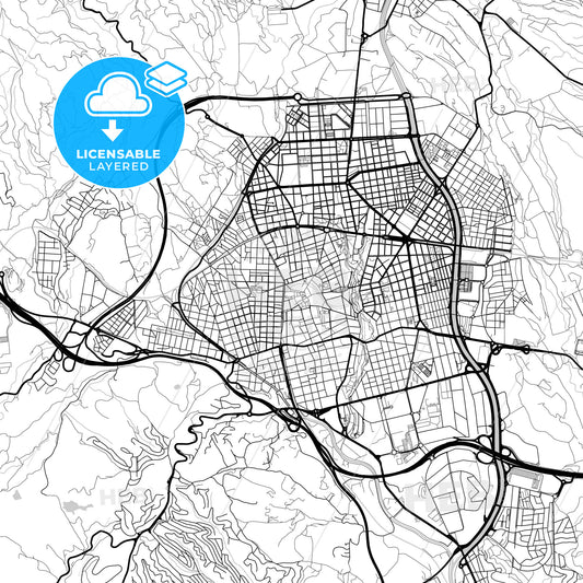 Layered PDF map of Terrassa, Barcelona, Spain