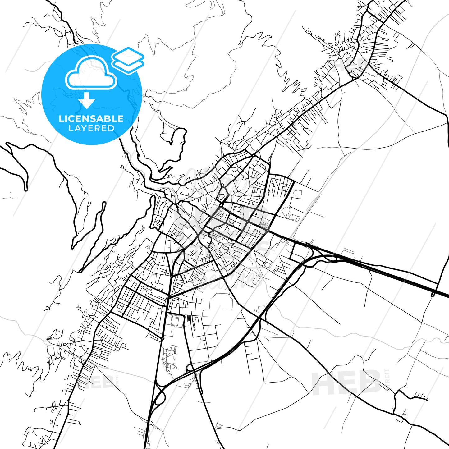 Layered PDF map of Tetovo, North Macedonia