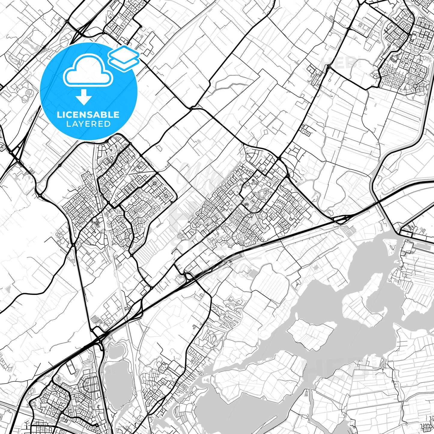 Layered PDF map of Teylingen, South Holland, Netherlands