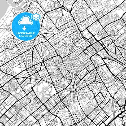 Layered PDF map of The Hague, South Holland, Netherlands