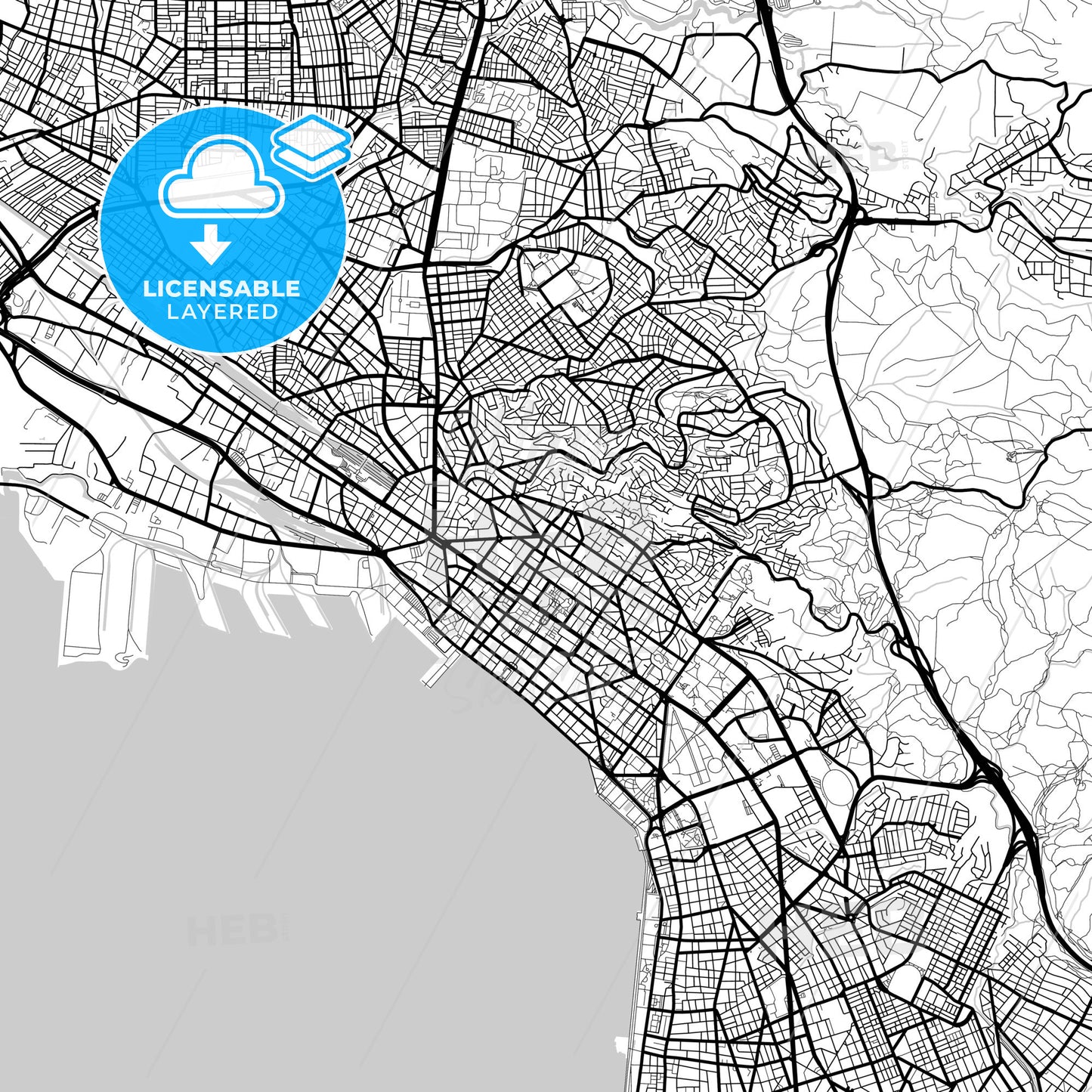 Layered PDF map of  Thessaloniki, Central Macedonia, Greece