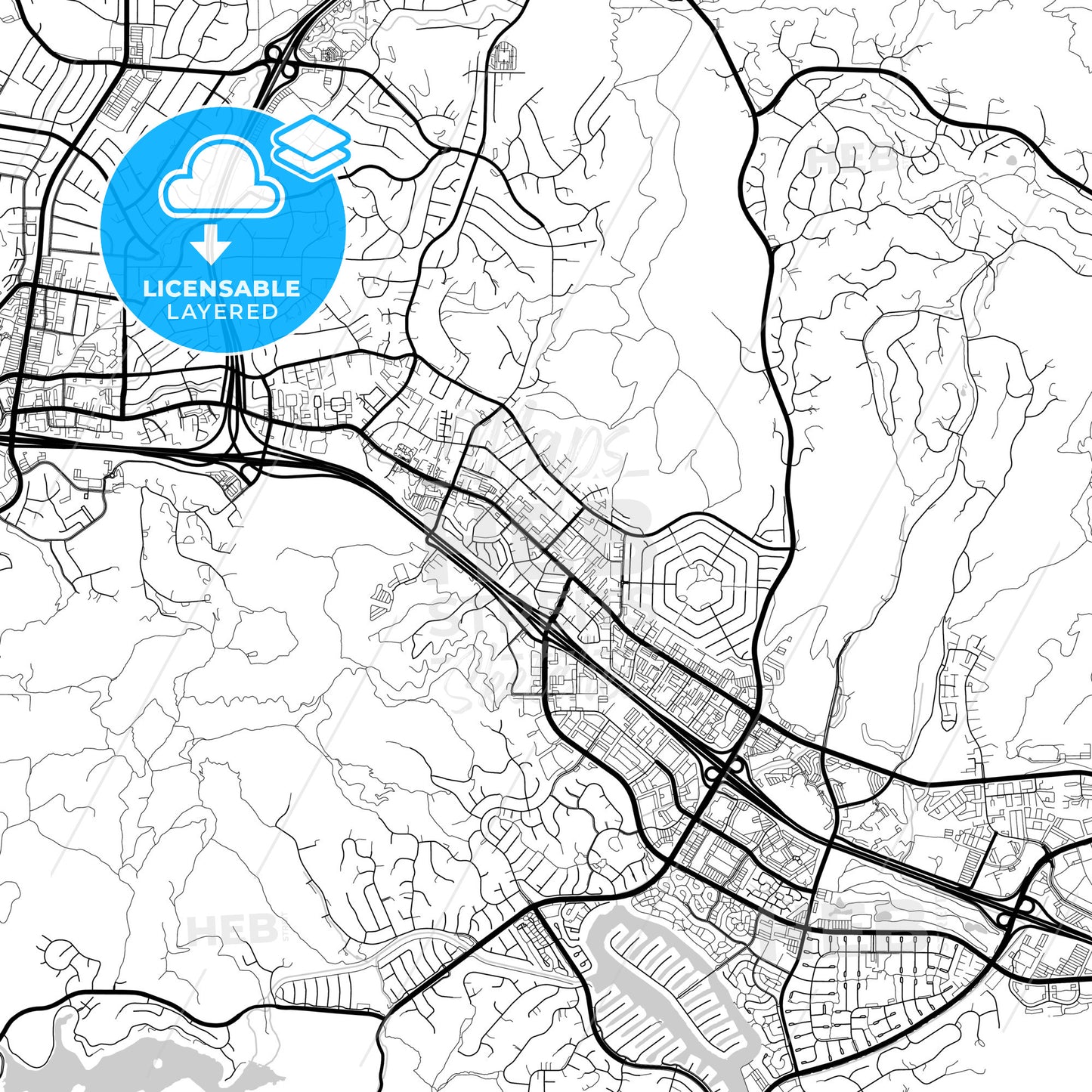 Layered PDF map of Thousand Oaks, California, United States