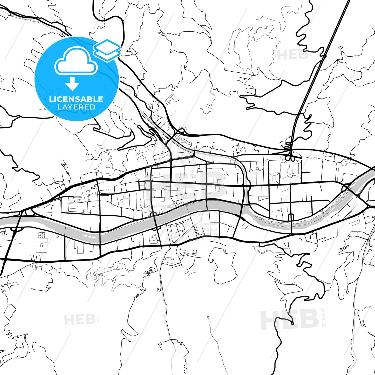 Layered PDF map of Tianshui, Gansu, China