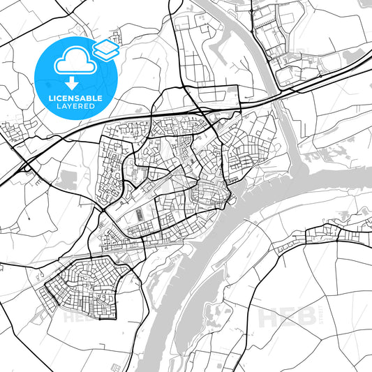 Layered PDF map of Tiel, Gelderland, Netherlands