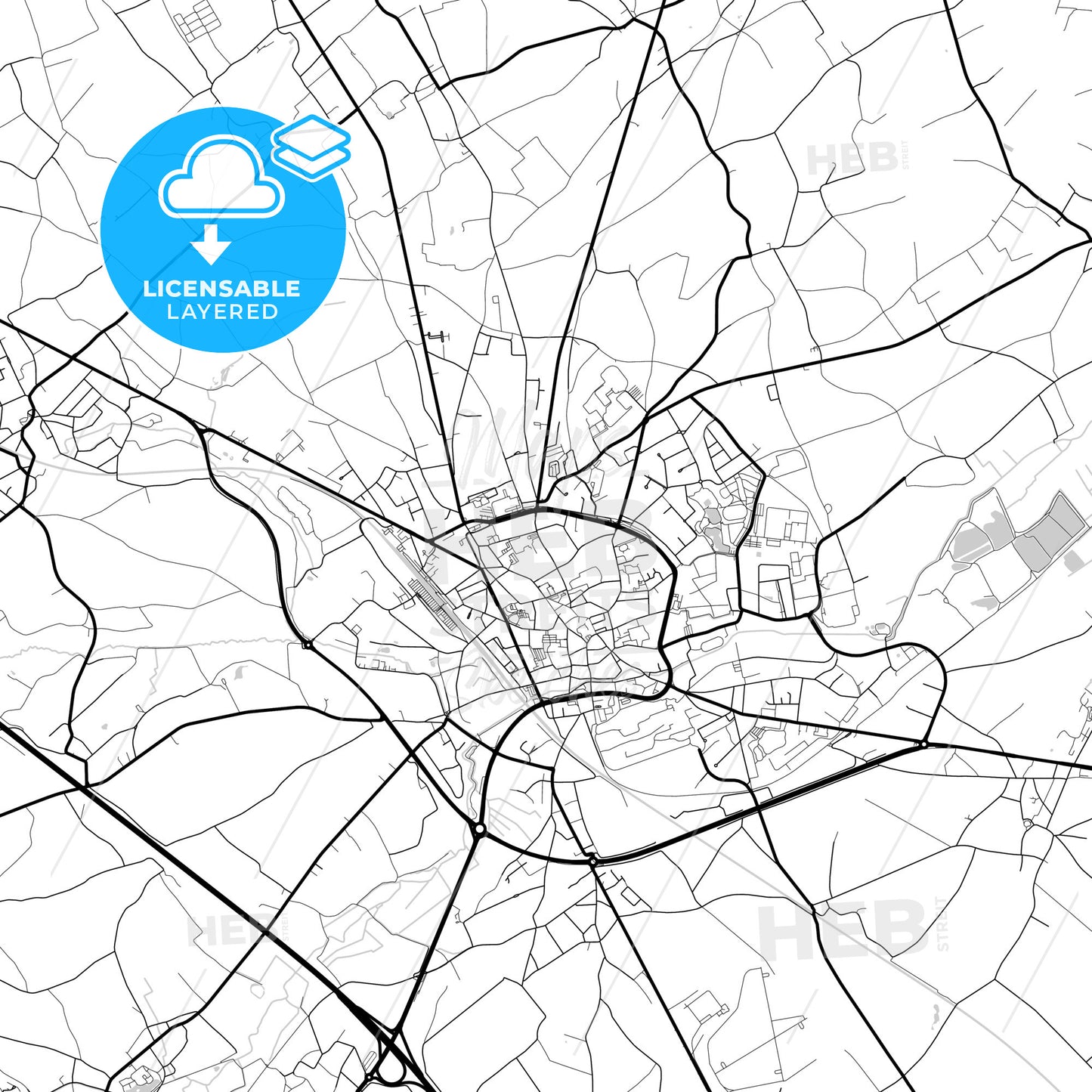 Layered PDF map of Tienen, Flemish Brabant, Belgium