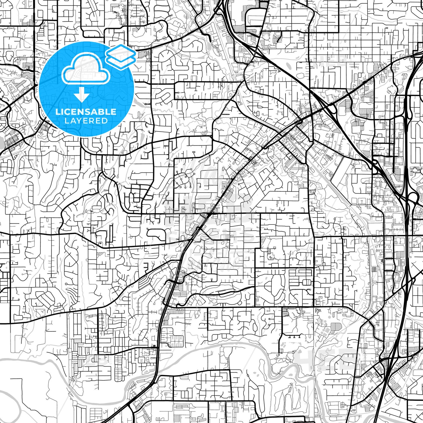 Layered PDF map of Tigard, Oregon, United States