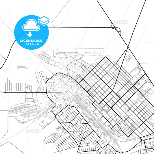 Layered PDF map of Tikhoretsk, Krasnodar Krai, Russia