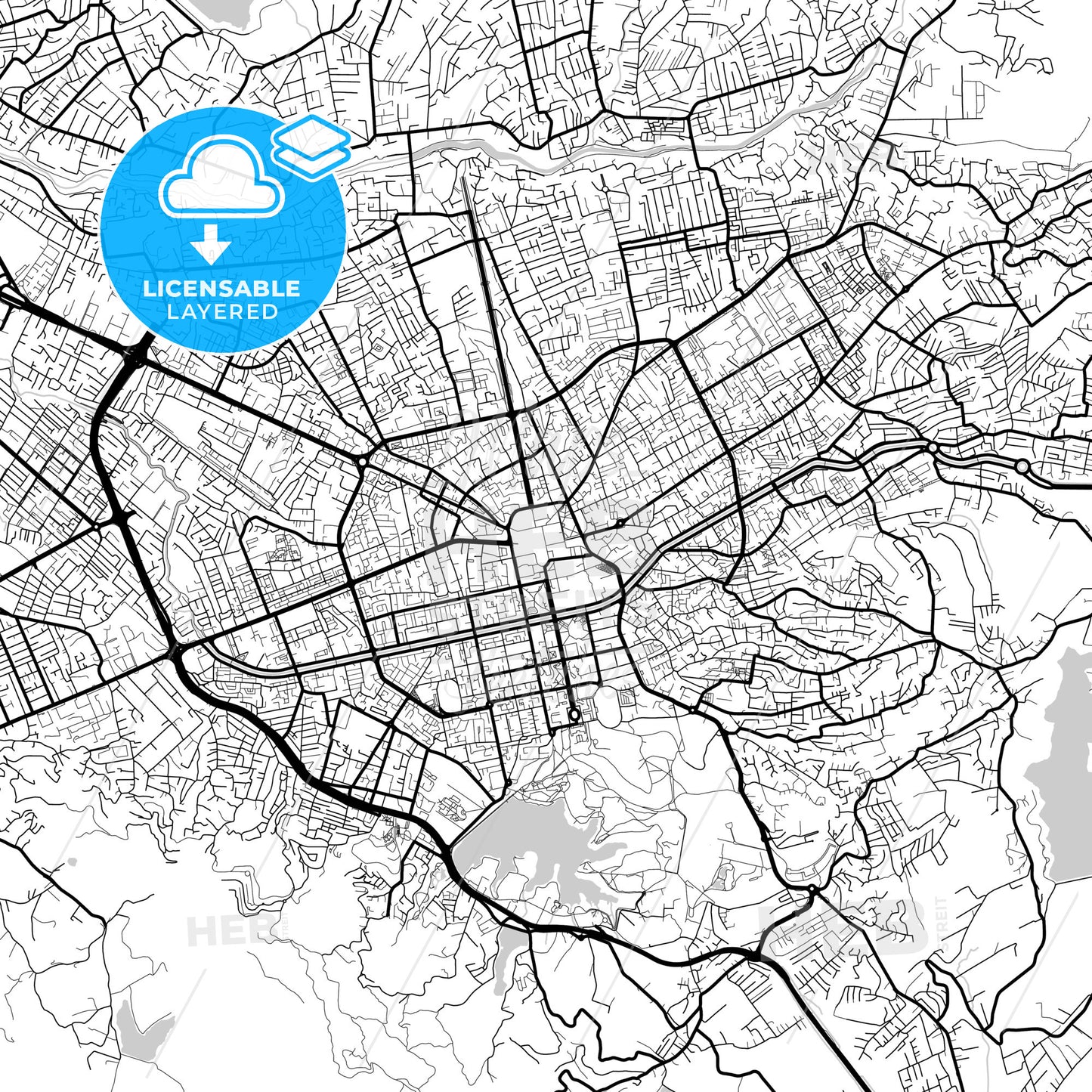 Layered PDF map of Tirana, Albania