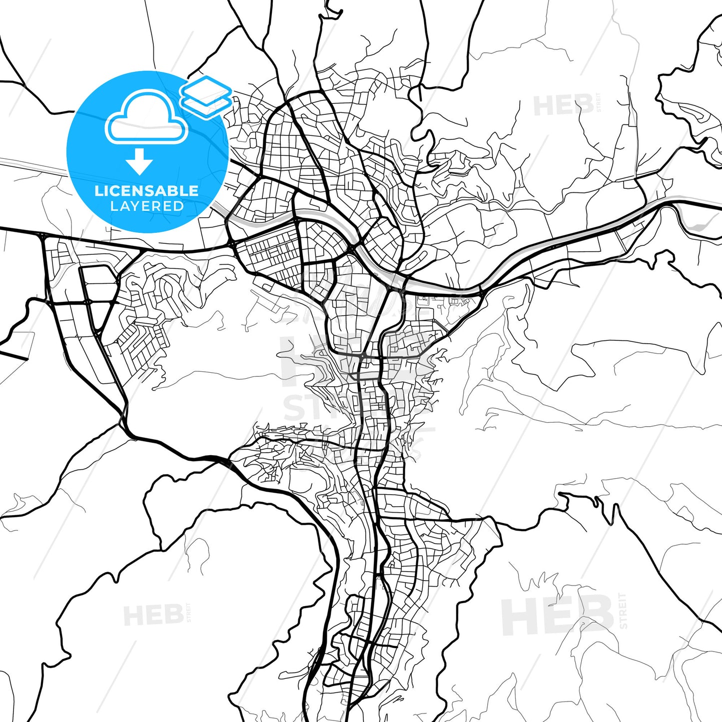 Layered PDF map of Tokat, Tokat, Turkey