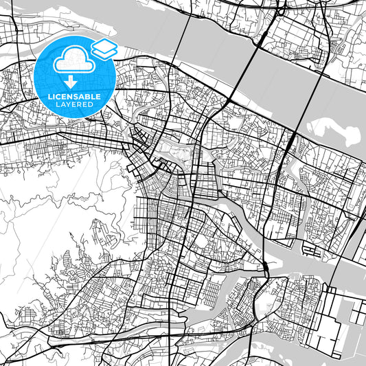 Layered PDF map of Tokushima, Tokushima, Japan