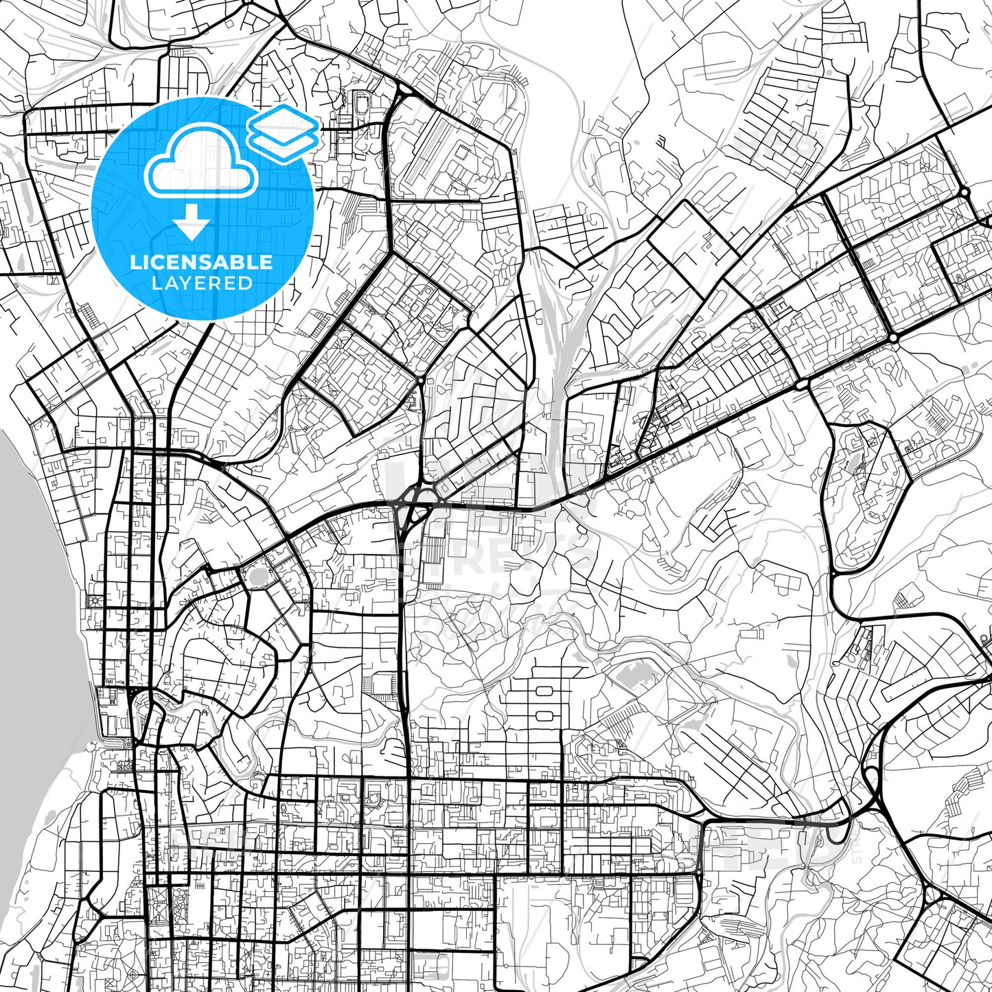 Layered PDF map of Tomsk, Tomsk Oblast, Russia