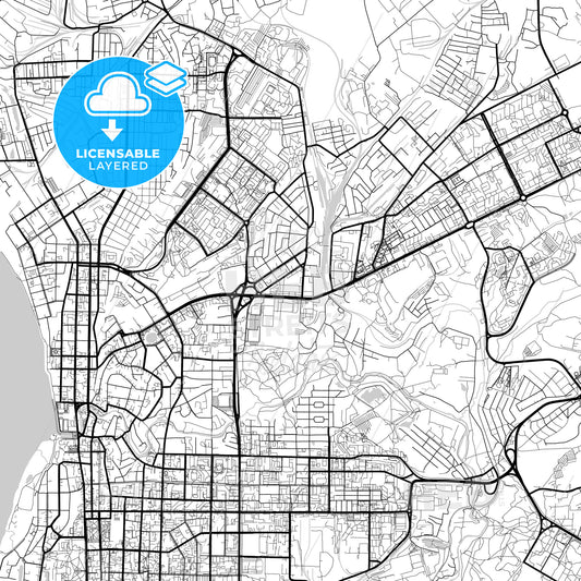 Layered PDF map of Tomsk, Tomsk Oblast, Russia