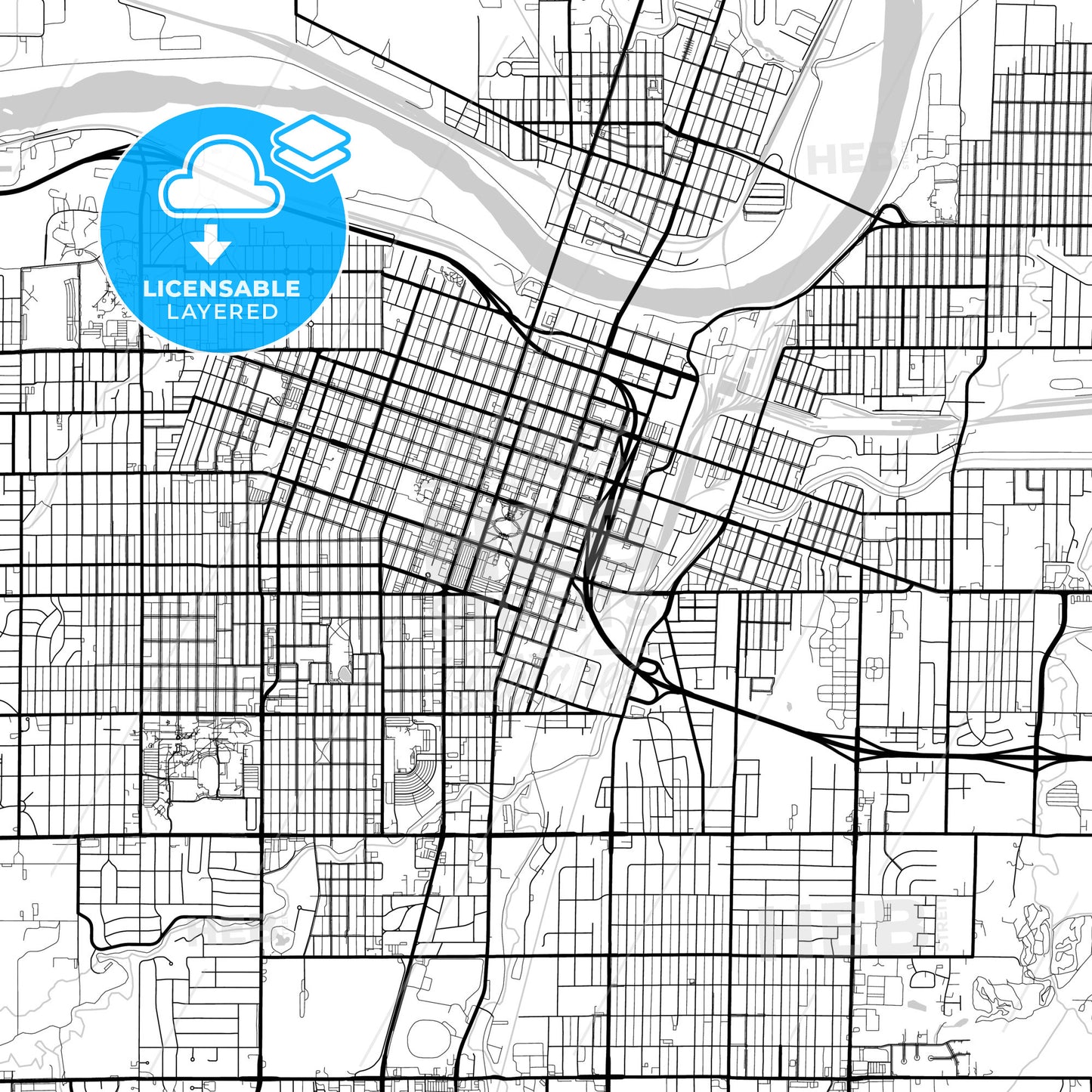 Layered PDF map of Topeka, Kansas, United States