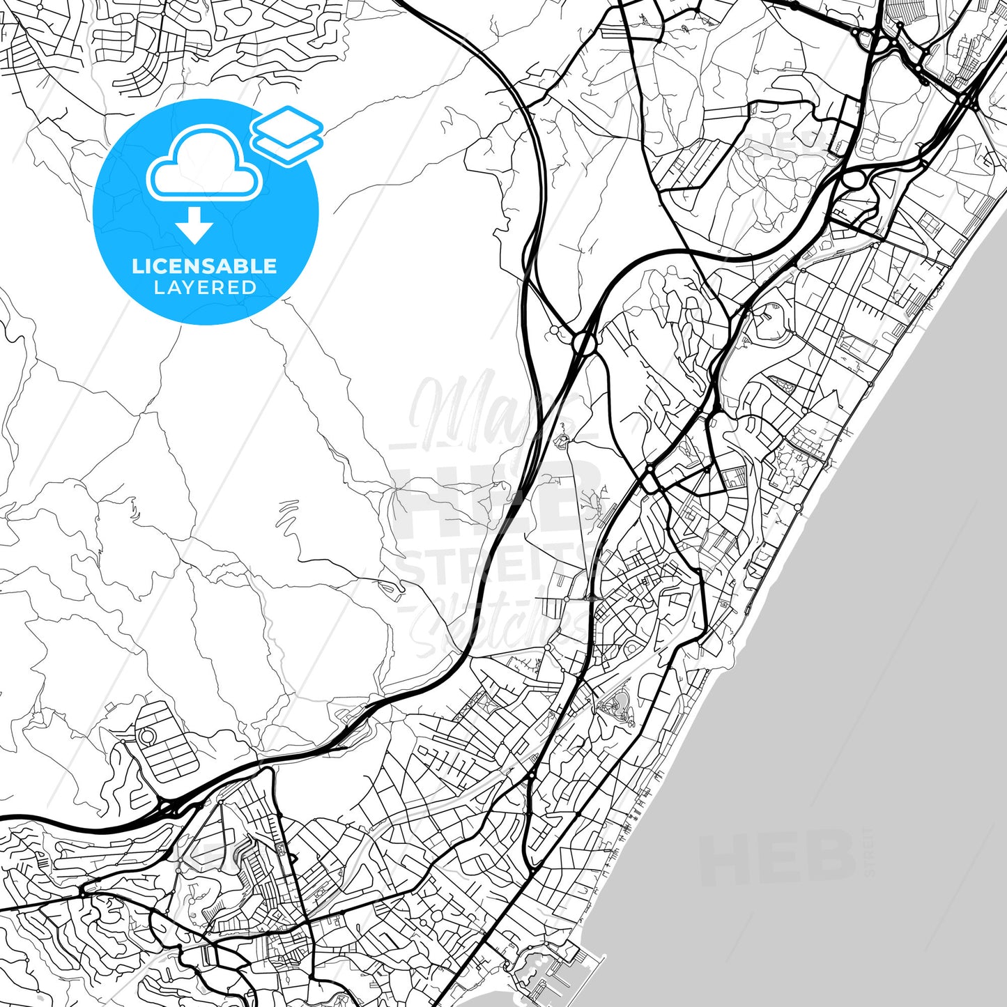 Layered PDF map of Torremolinos, Málaga, Spain