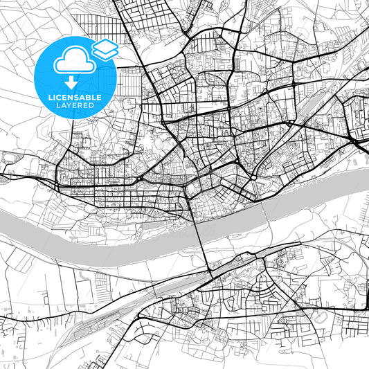 Layered PDF map of Toruń, Kuyavian-Pomeranian, Poland