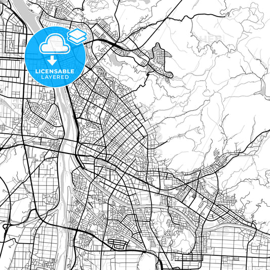 Layered PDF map of Tottori, Tottori, Japan