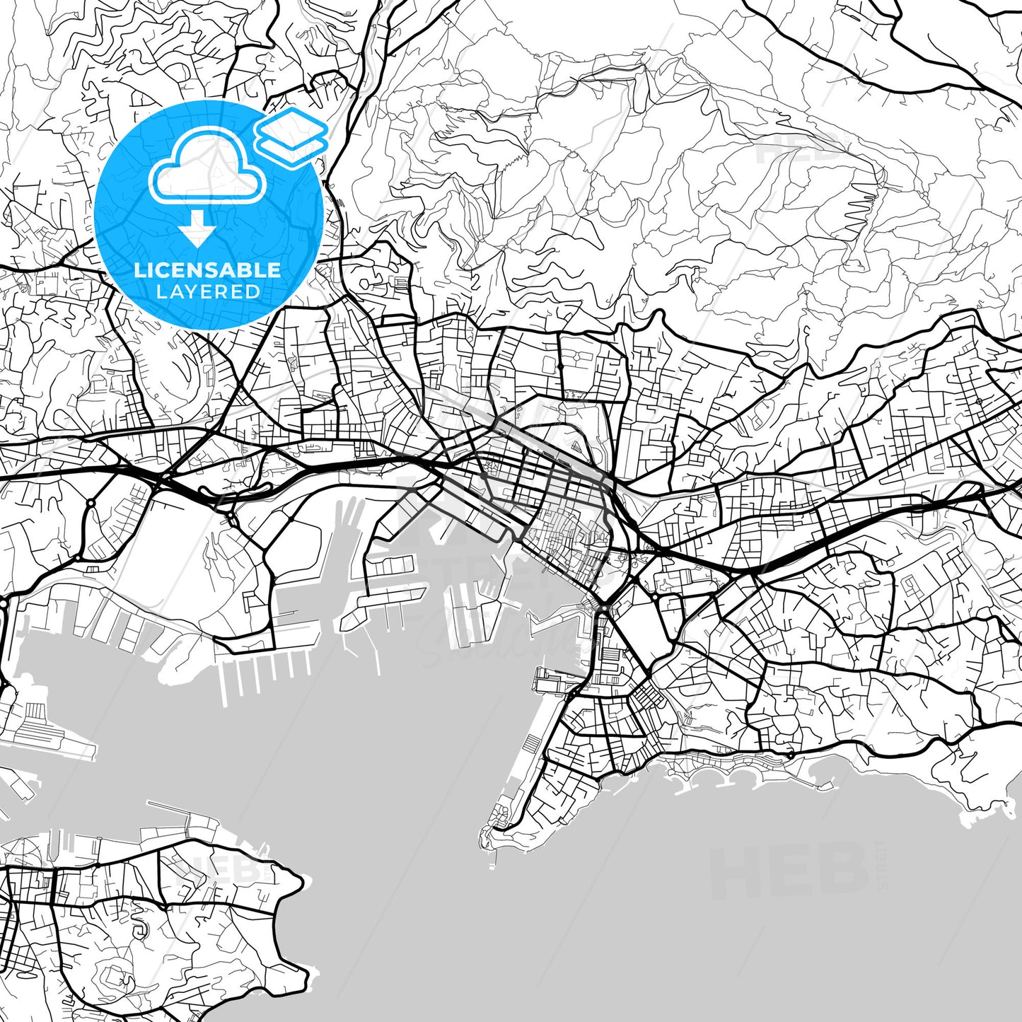 Layered PDF map of Toulon, Var, France
