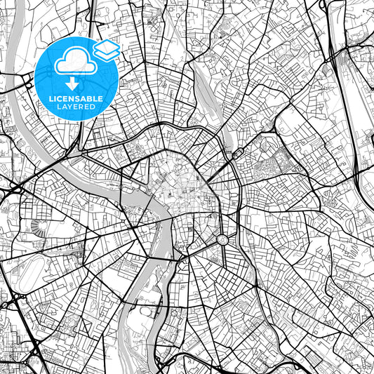 Layered PDF map of Toulouse, Haute-Garonne, France
