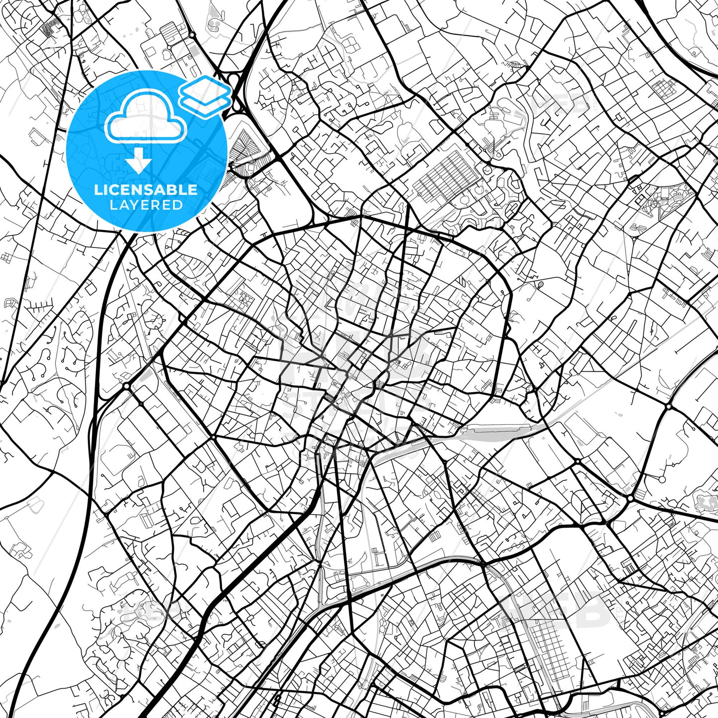 Layered PDF map of Tourcoing, Nord, France