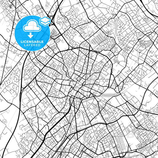 Layered PDF map of Tourcoing, Nord, France