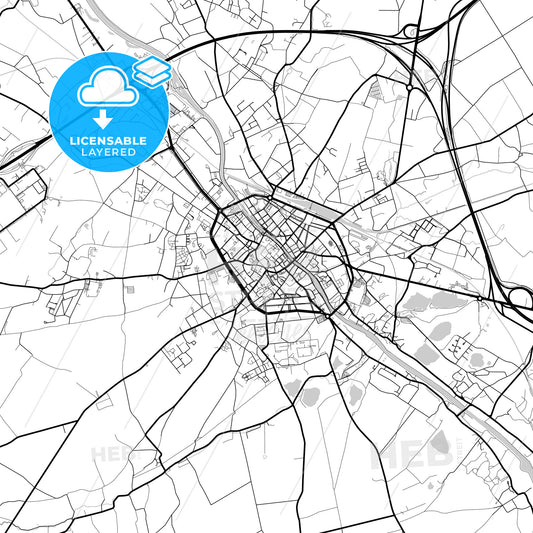 Layered PDF map of Tournai, Hainaut, Belgium