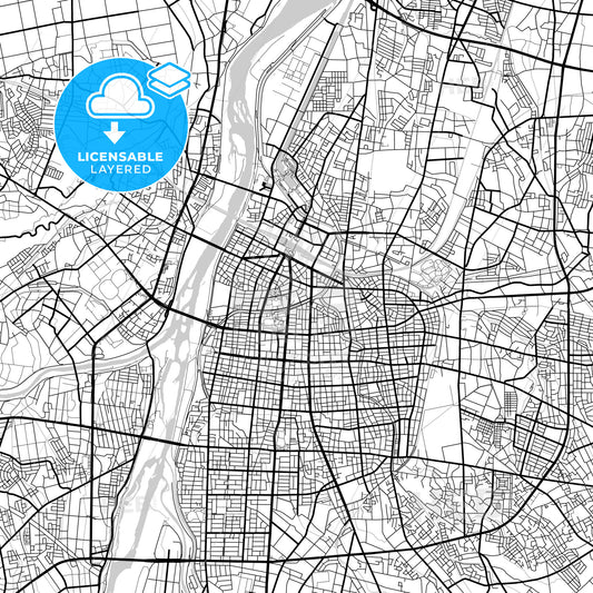 Layered PDF map of Toyama, Toyama, Japan