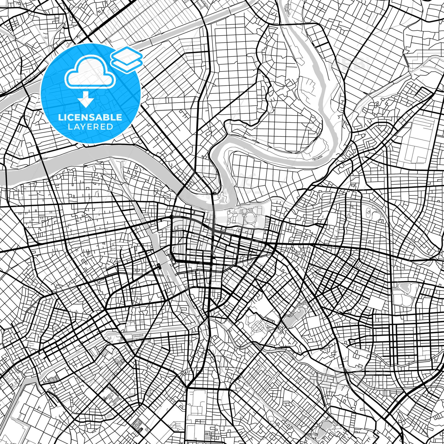 Layered PDF map of Toyohashi, Aichi, Japan