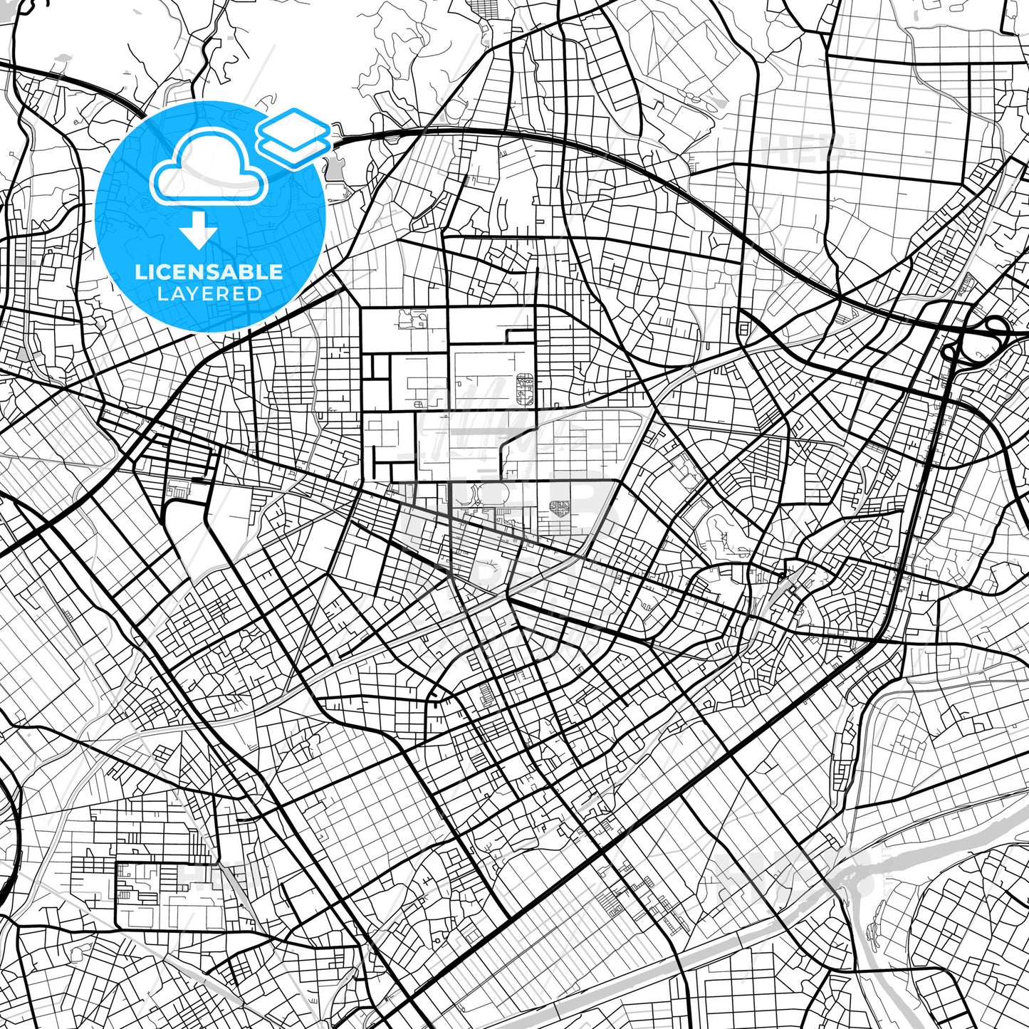 Layered PDF map of Toyokawa, Aichi, Japan