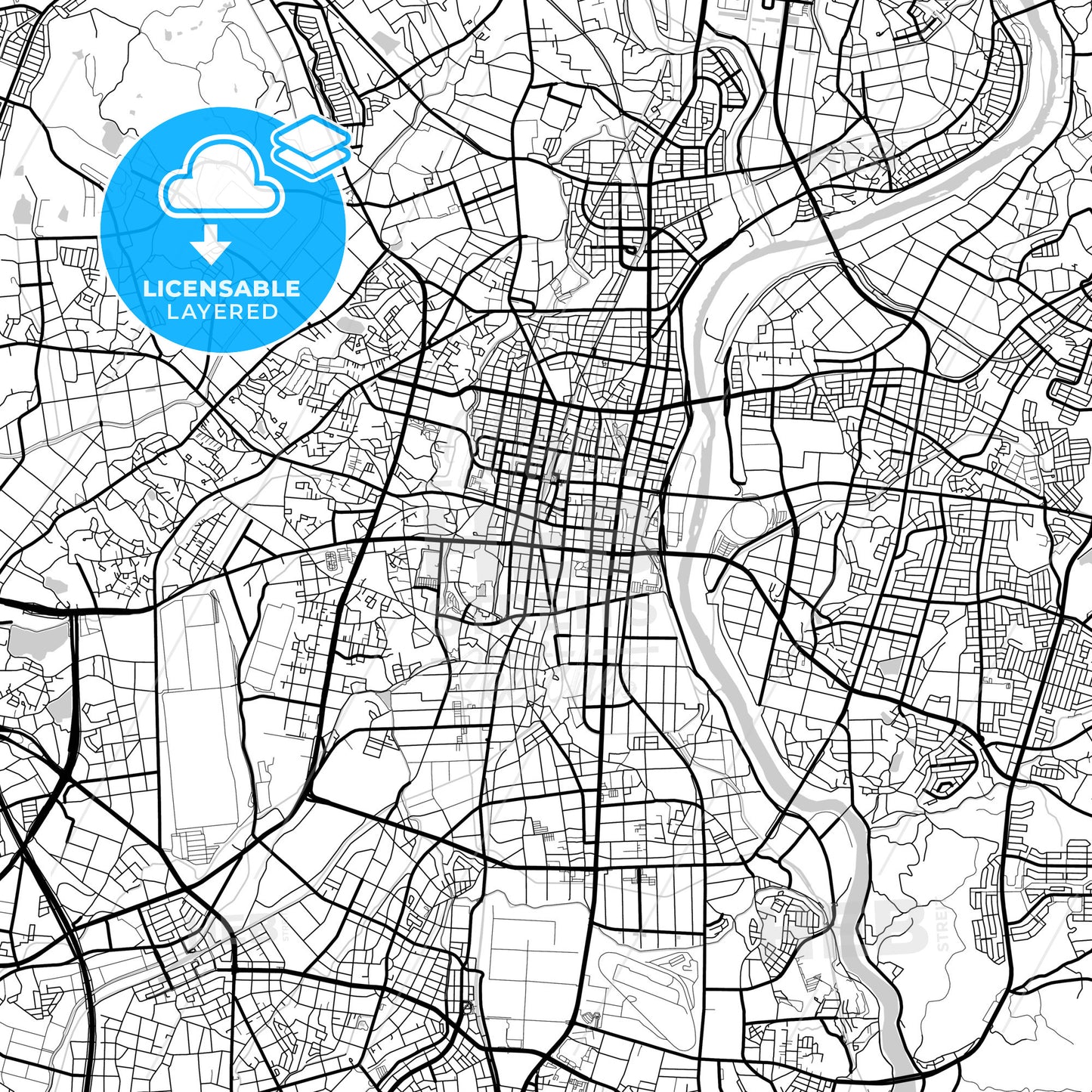 Layered PDF map of Toyota, Aichi, Japan