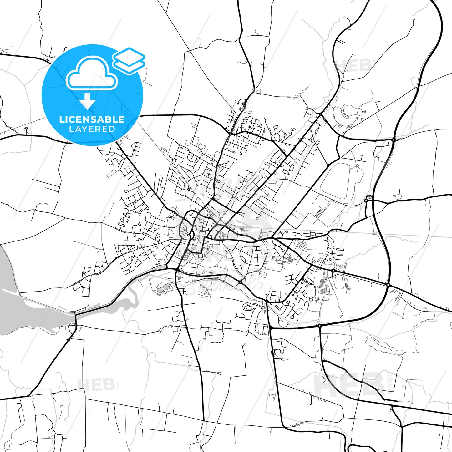 Layered PDF map of Tralee, County Kerry, Ireland