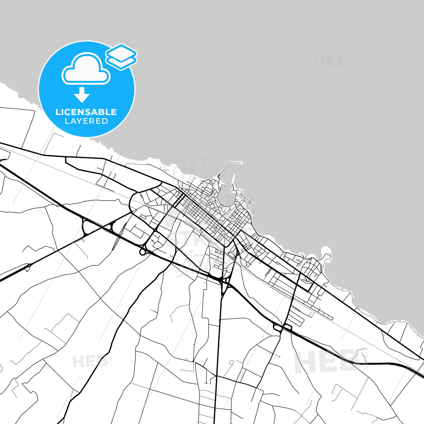 Layered PDF map of Trani, Apulia, Italy