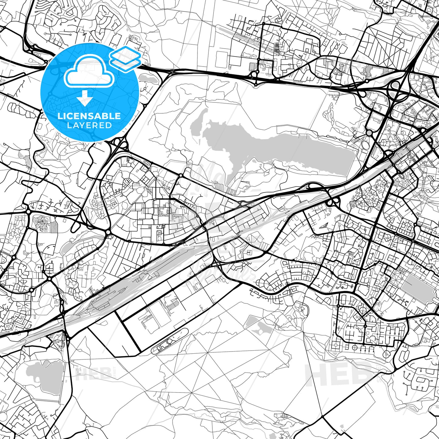 Layered PDF map of Trappes, Yvelines, France