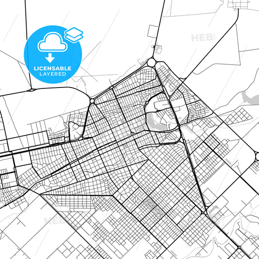 Layered PDF map of Trelew, Argentina