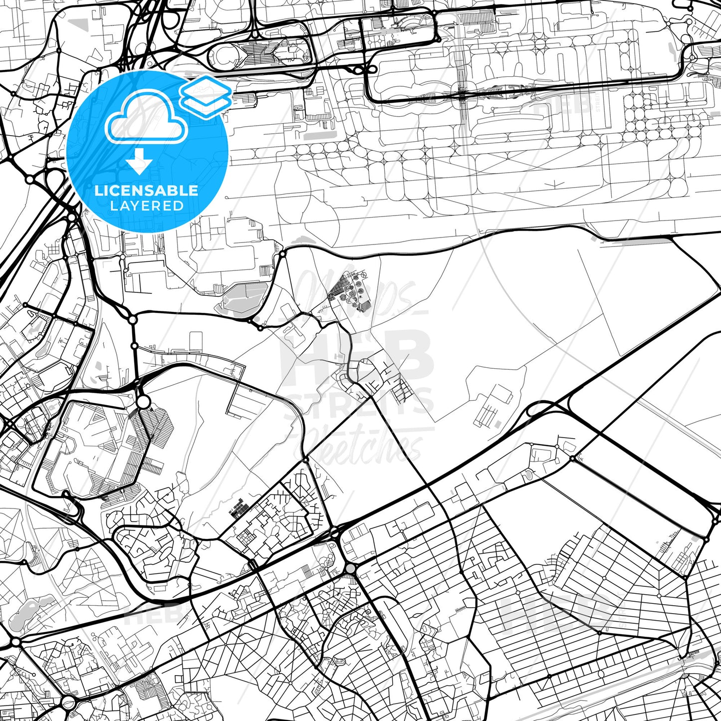 Layered PDF map of Tremblay-en-France, Seine-Saint-Denis, France