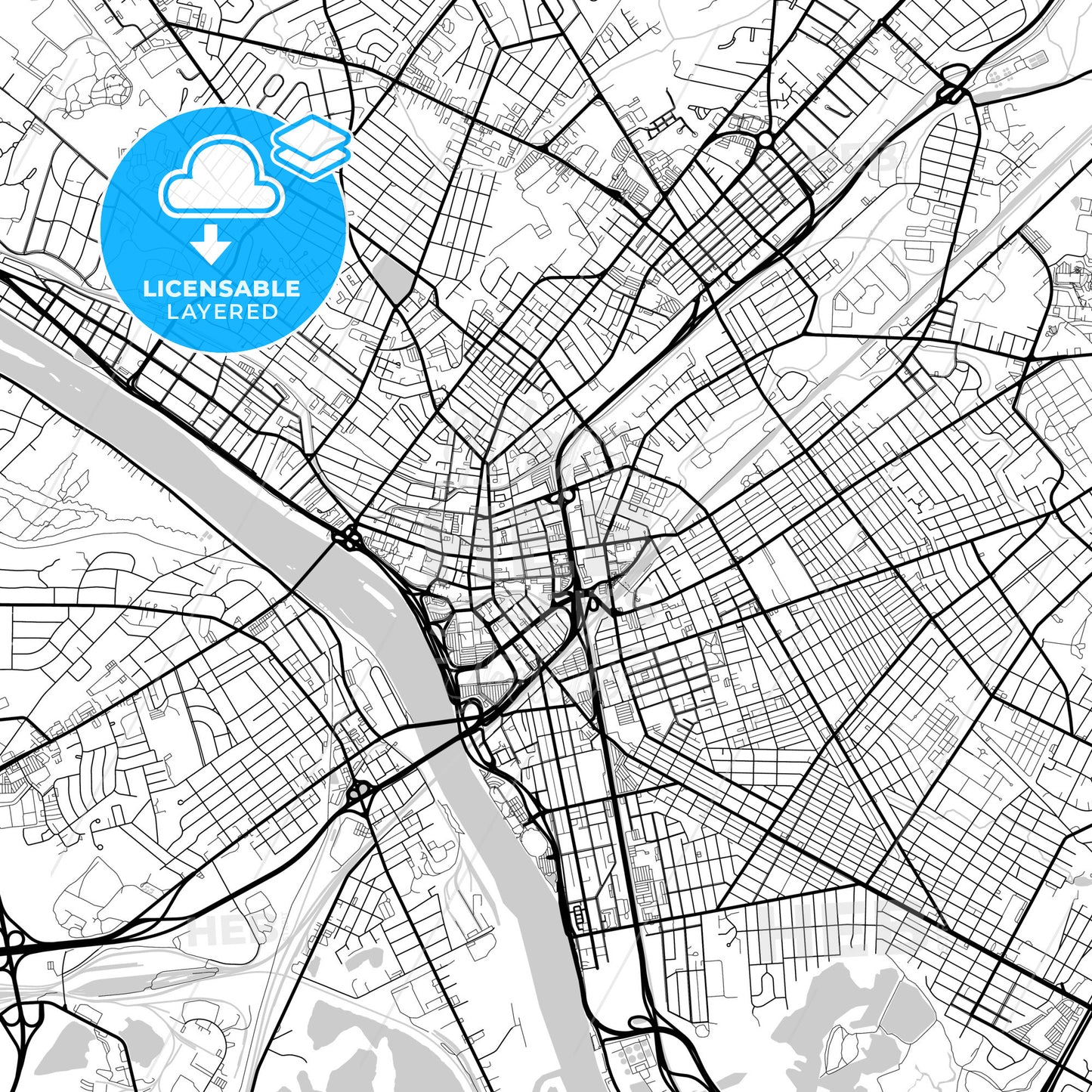 Layered PDF map of Trenton, New Jersey, United States