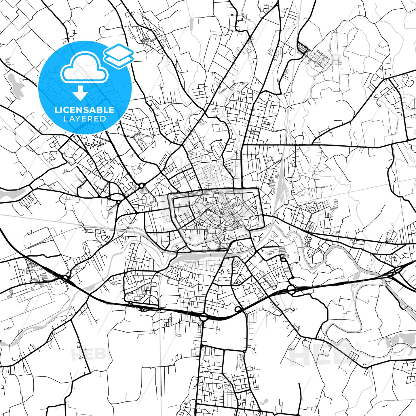 Layered PDF map of Treviso, Veneto, Italy