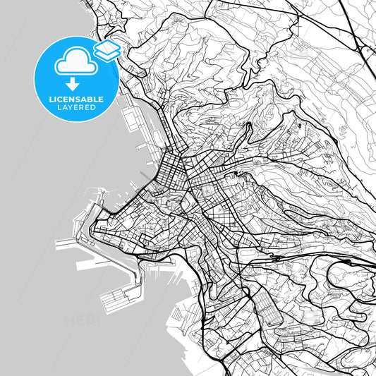 Layered PDF map of Trieste, Friuli-Venezia Giulia, Italy