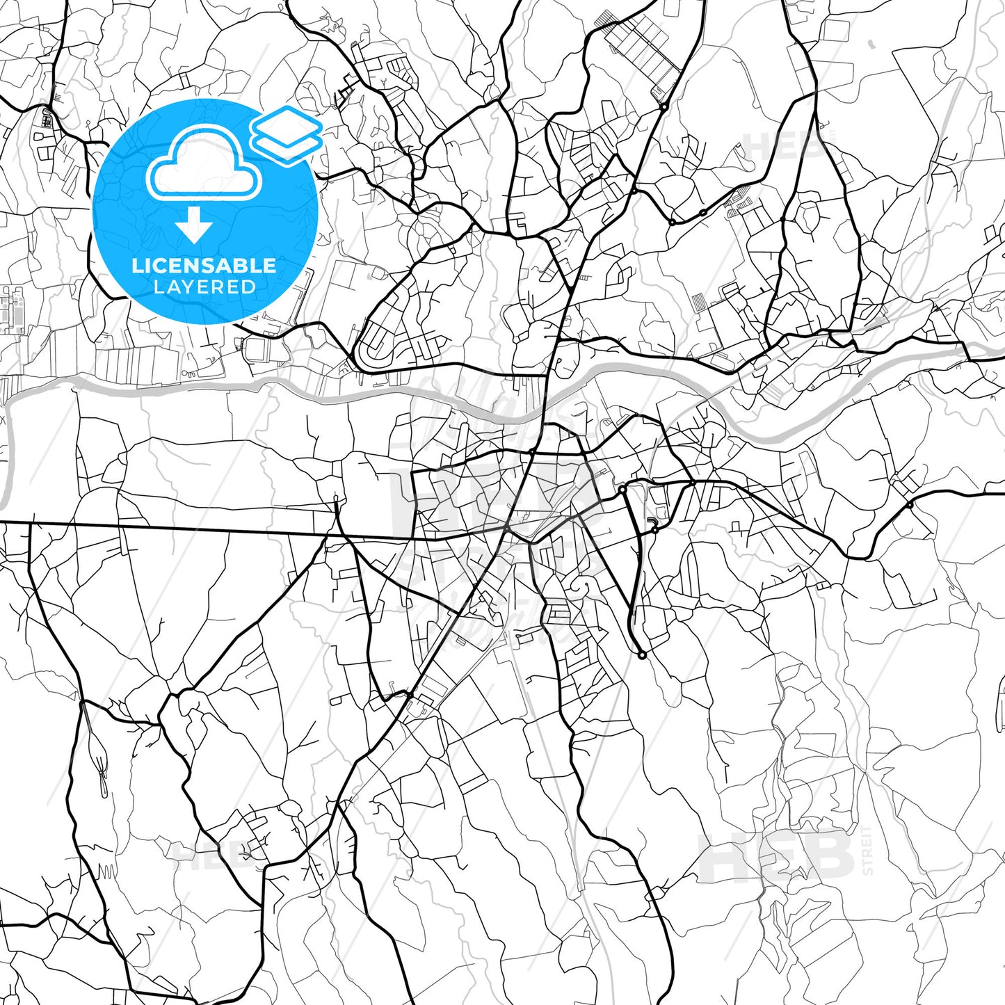 Layered PDF map of Trofa, Porto District, Portugal