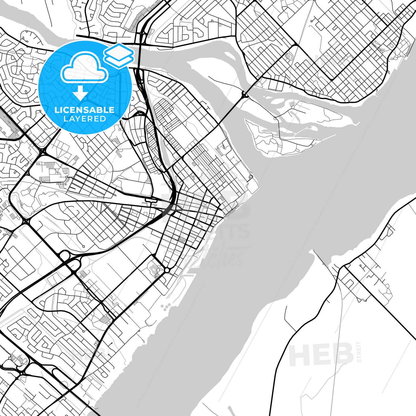 Layered PDF map of Trois-Rivières, Quebec, Canada