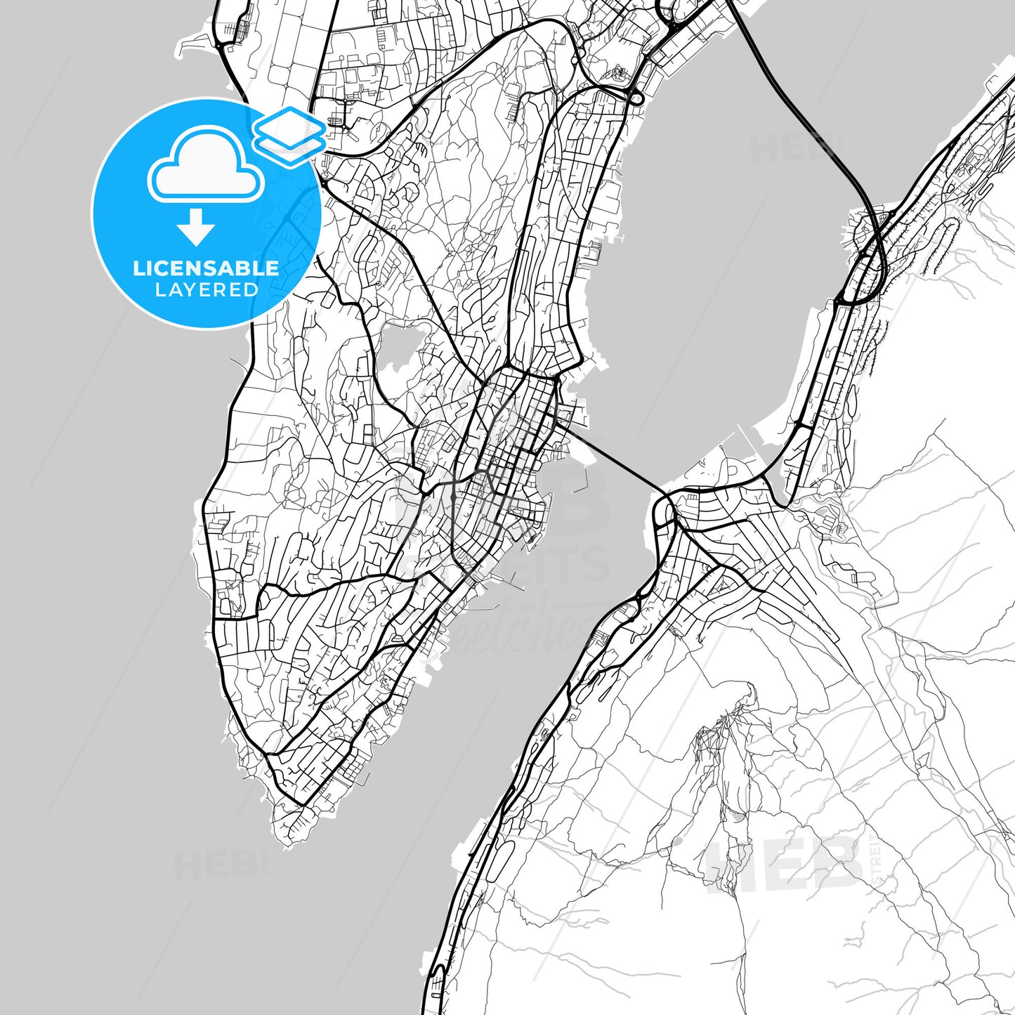 Layered PDF map of Tromsø, Troms, Norway