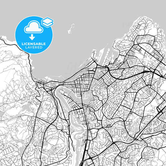 Layered PDF map of Trondheim, Trøndelag, Norway