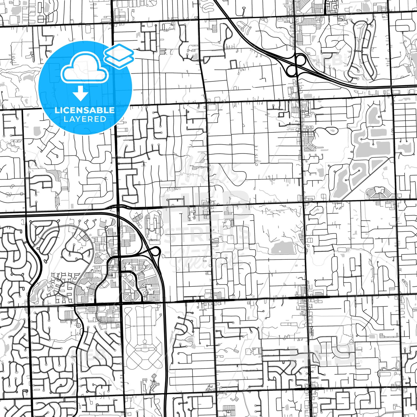 Layered PDF map of Troy, Michigan, United States