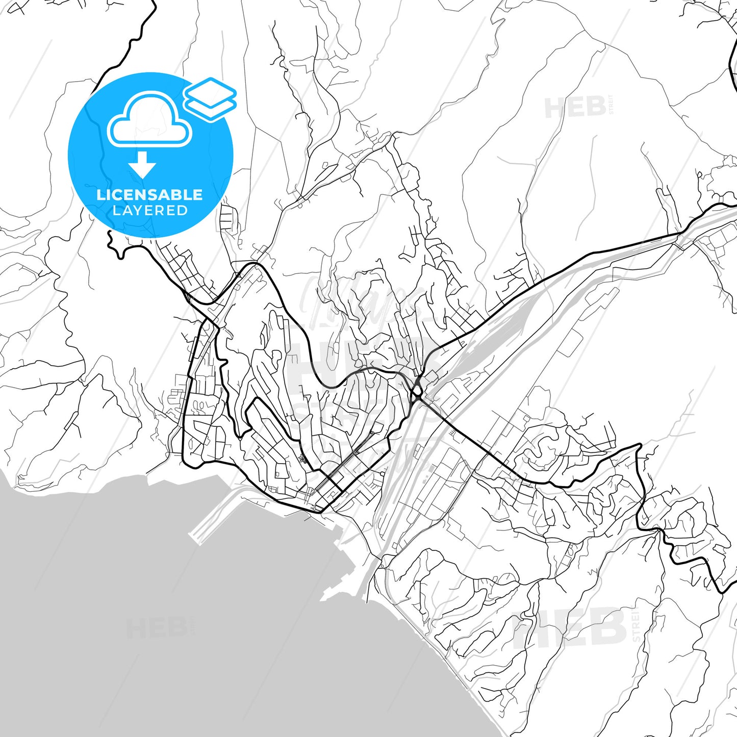 Layered PDF map of Tuapse, Krasnodar Krai, Russia