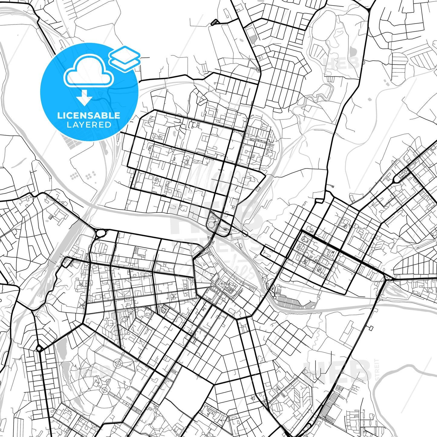 Layered PDF map of Tula, Tula Oblast, Russia