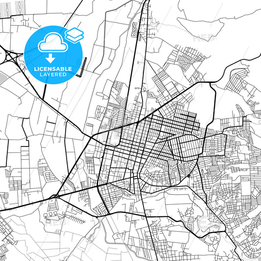 Layered PDF map of Tulancingo, Hidalgo, Mexico