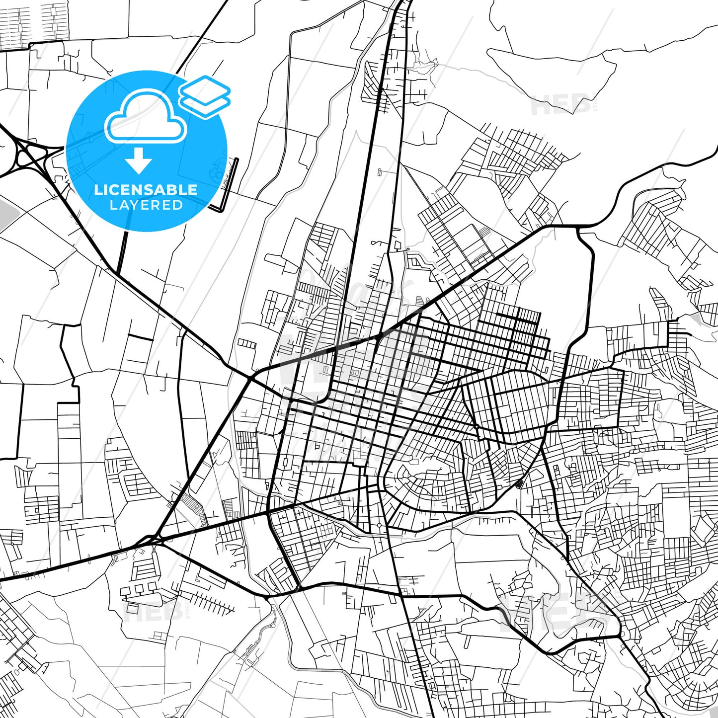 Layered PDF map of Tulancingo, Hidalgo, Mexico